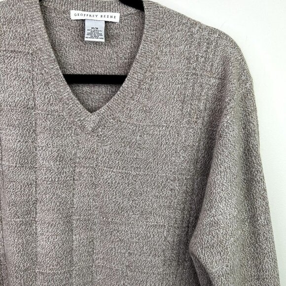 Y2K Geoffrey Beene beige knit sweater size medium - Picture 2 of 5
